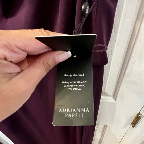 NWT Purple Adrianna Papell Cowl-Neck Crepe Gown, Sz 14 - Picture 11 of 13